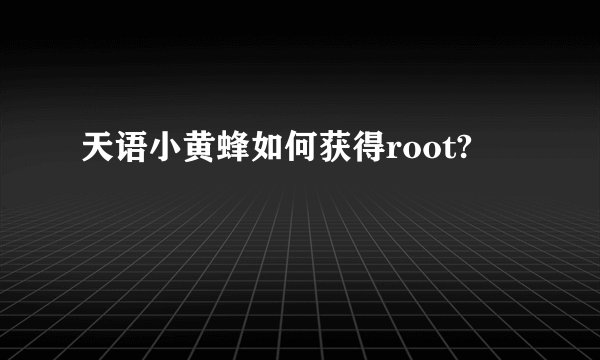 天语小黄蜂如何获得root?