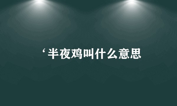 ‘半夜鸡叫什么意思