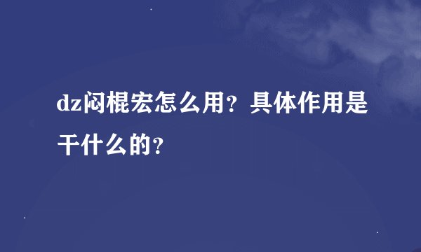 dz闷棍宏怎么用？具体作用是干什么的？