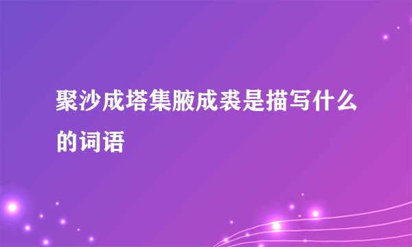 聚沙成塔集腋成裘是描写什么的词语