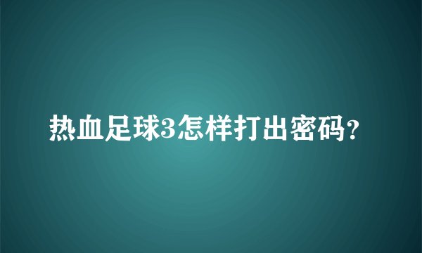 热血足球3怎样打出密码？