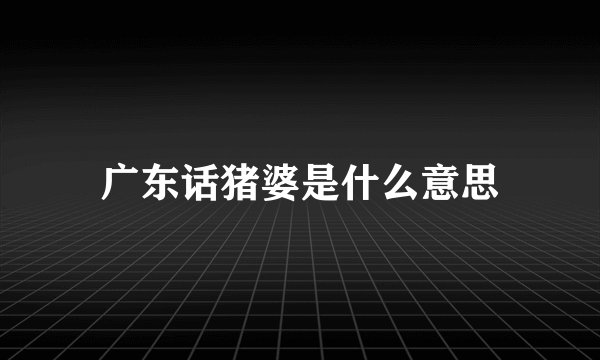 广东话猪婆是什么意思