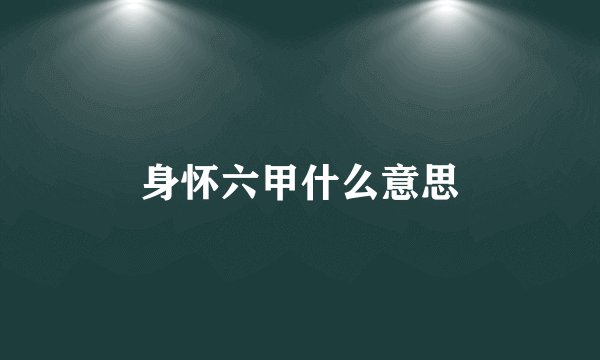 身怀六甲什么意思
