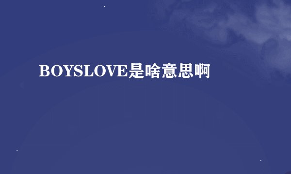 BOYSLOVE是啥意思啊
