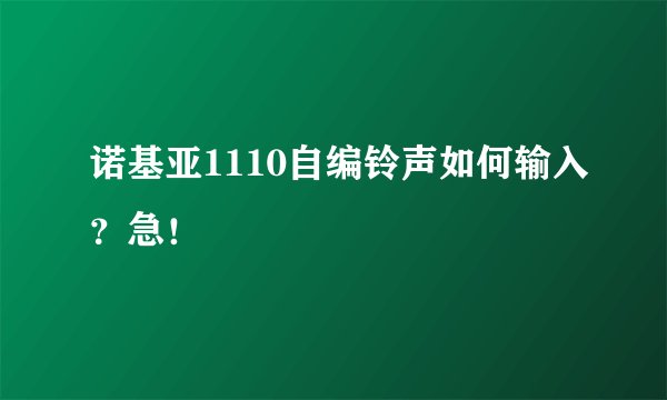 诺基亚1110自编铃声如何输入？急！