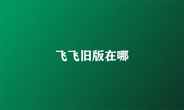 飞飞旧版在哪