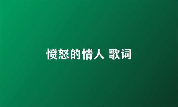 愤怒的情人 歌词