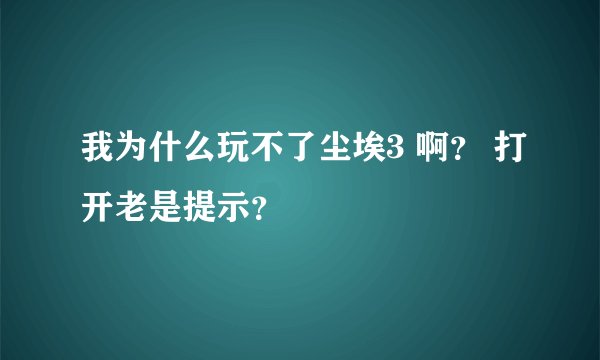 我为什么玩不了尘埃3 啊？ 打开老是提示？