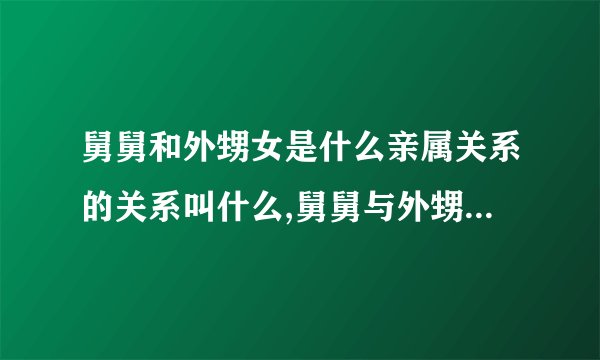 舅舅和外甥女是什么亲属关系的关系叫什么,舅舅与外甥是什么亲属关系