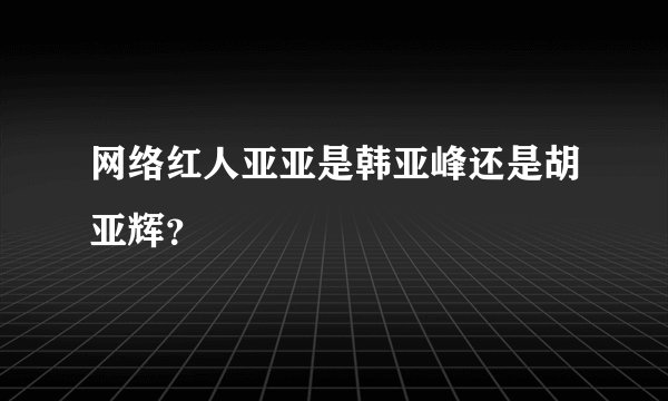 网络红人亚亚是韩亚峰还是胡亚辉？
