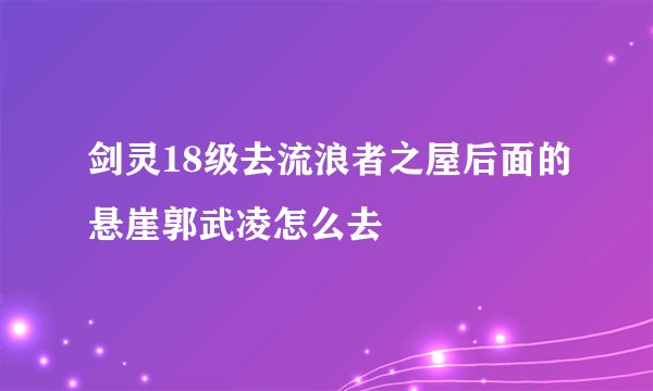 剑灵18级去流浪者之屋后面的悬崖郭武凌怎么去