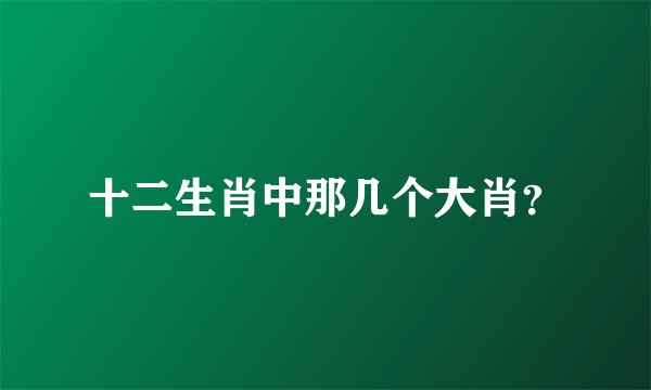 十二生肖中那几个大肖？