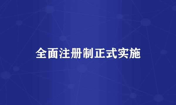 全面注册制正式实施