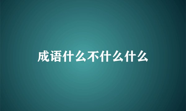 成语什么不什么什么