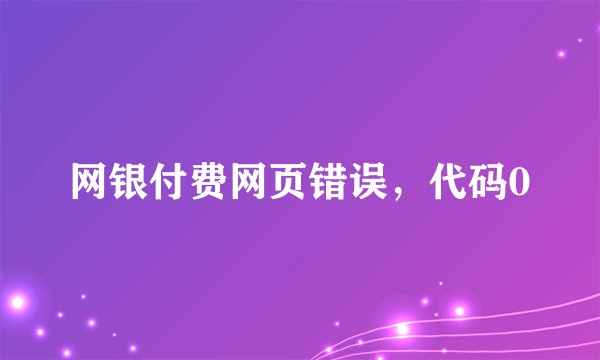 网银付费网页错误，代码0
