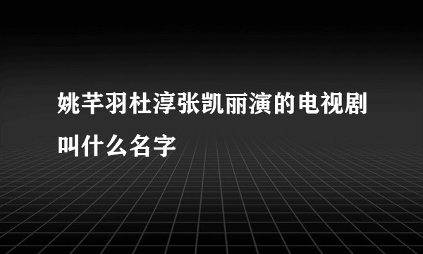 姚芊羽杜淳张凯丽演的电视剧叫什么名字