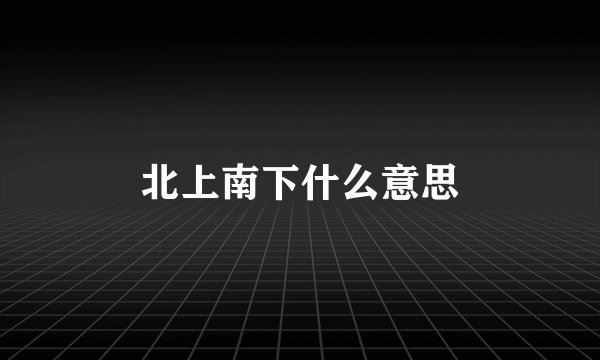 北上南下什么意思