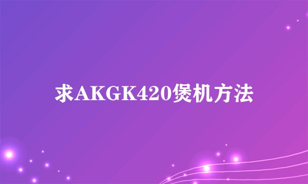 求AKGK420煲机方法