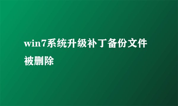 win7系统升级补丁备份文件被删除