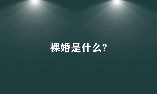 裸婚是什么?