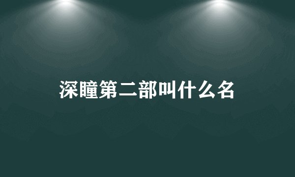 深瞳第二部叫什么名