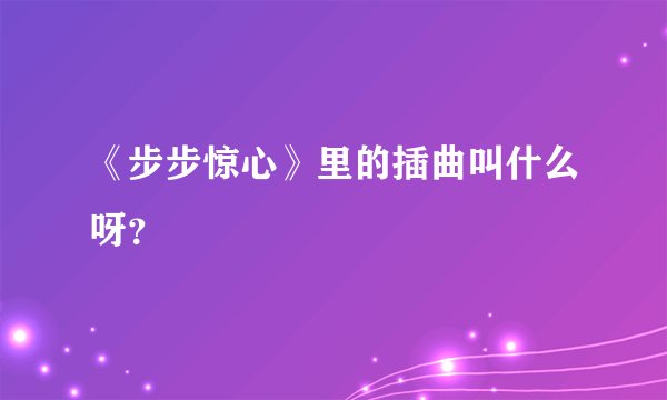 《步步惊心》里的插曲叫什么呀？
