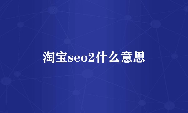 淘宝seo2什么意思