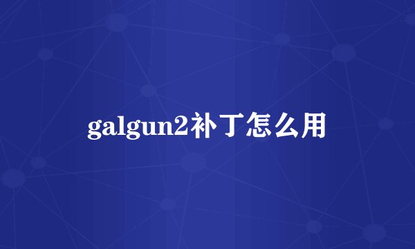 galgun2补丁怎么用
