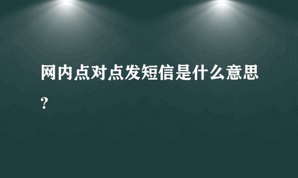 网内点对点发短信是什么意思？