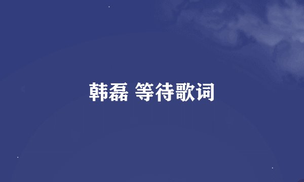 韩磊 等待歌词