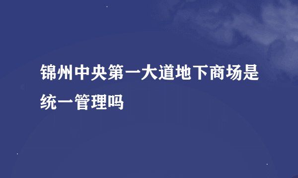 锦州中央第一大道地下商场是统一管理吗