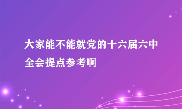 大家能不能就党的十六届六中全会提点参考啊