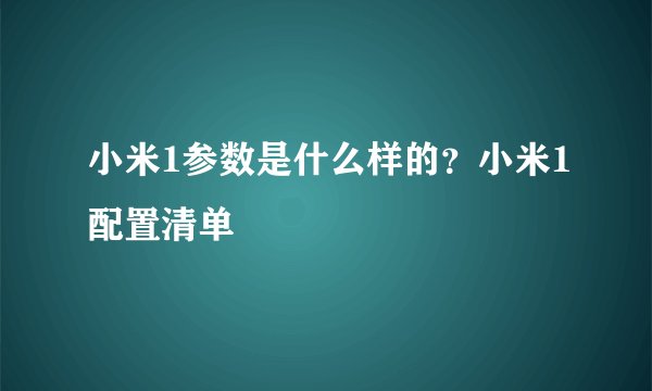 小米1参数是什么样的？小米1配置清单