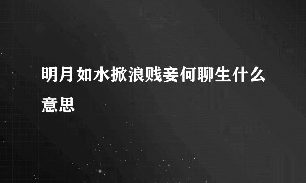 明月如水掀浪贱妾何聊生什么意思