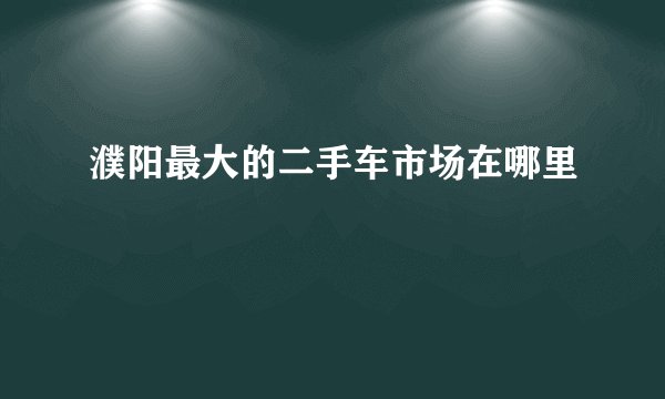 濮阳最大的二手车市场在哪里