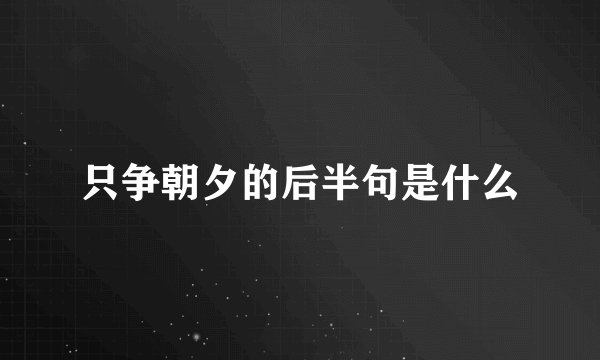 只争朝夕的后半句是什么