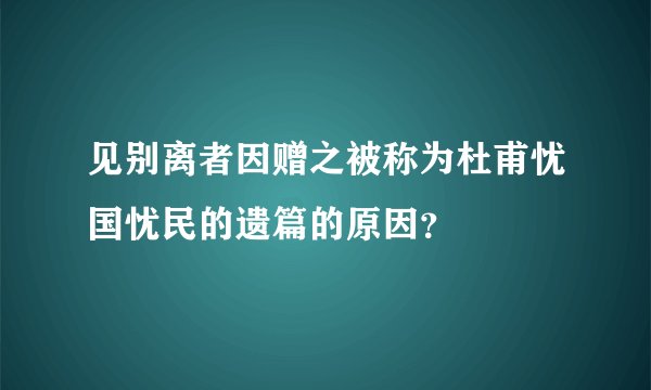 见别离者因赠之被称为杜甫忧国忧民的遗篇的原因？
