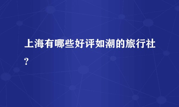 上海有哪些好评如潮的旅行社?
