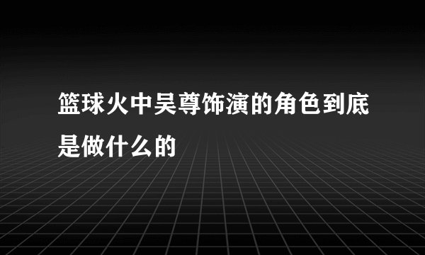 篮球火中吴尊饰演的角色到底是做什么的