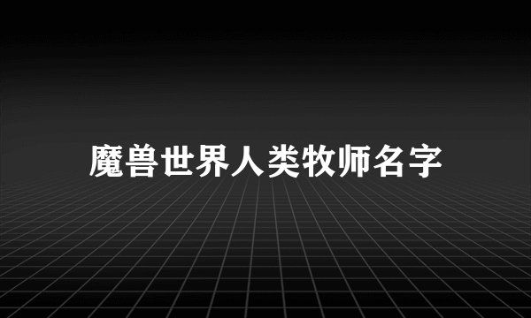 魔兽世界人类牧师名字
