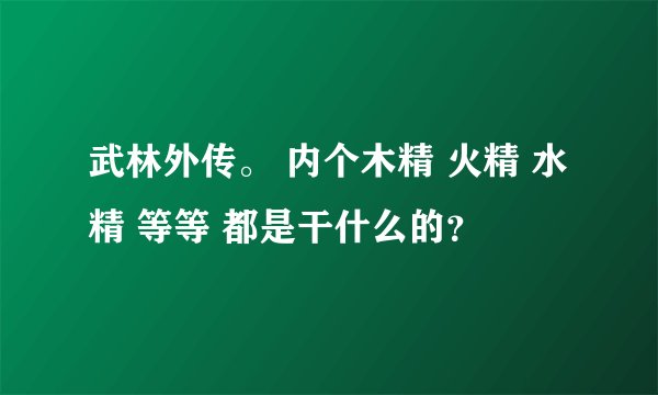 武林外传。 内个木精 火精 水精 等等 都是干什么的？