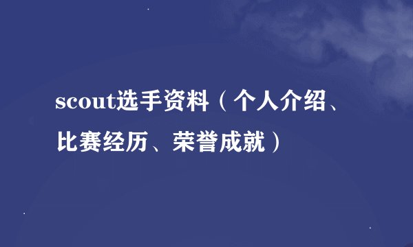 scout选手资料（个人介绍、比赛经历、荣誉成就）