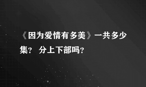 《因为爱情有多美》一共多少集？ 分上下部吗？
