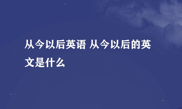 从今以后英语 从今以后的英文是什么