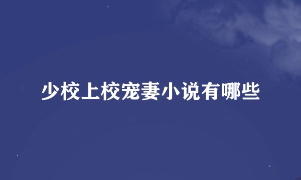 少校上校宠妻小说有哪些