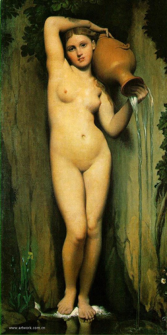 最有名的油画一个女的双手托一花瓶放在左肩上右手从头后面伸到左肩，花瓶放在左肩的位置，双手托住