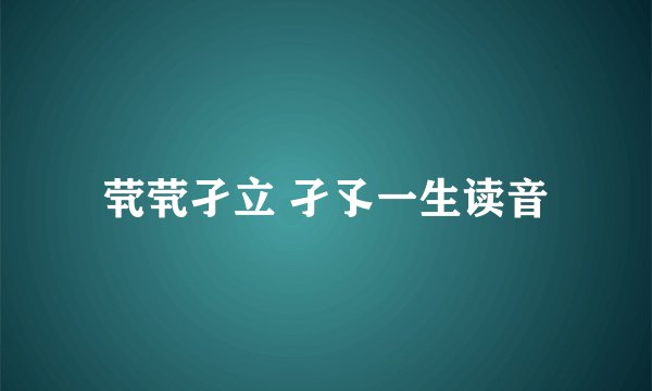 茕茕孑立 孑孓一生读音