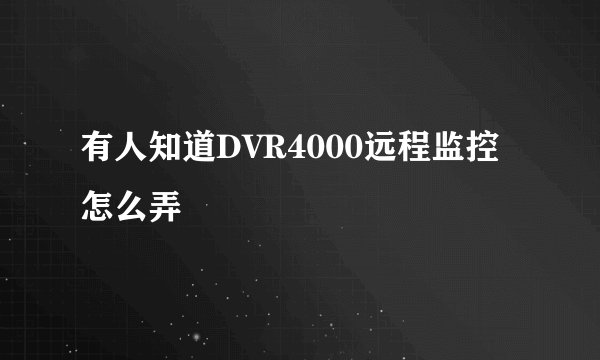有人知道DVR4000远程监控怎么弄