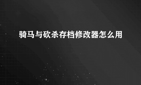 骑马与砍杀存档修改器怎么用