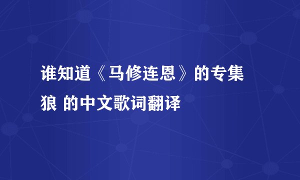 谁知道《马修连恩》的专集 狼 的中文歌词翻译